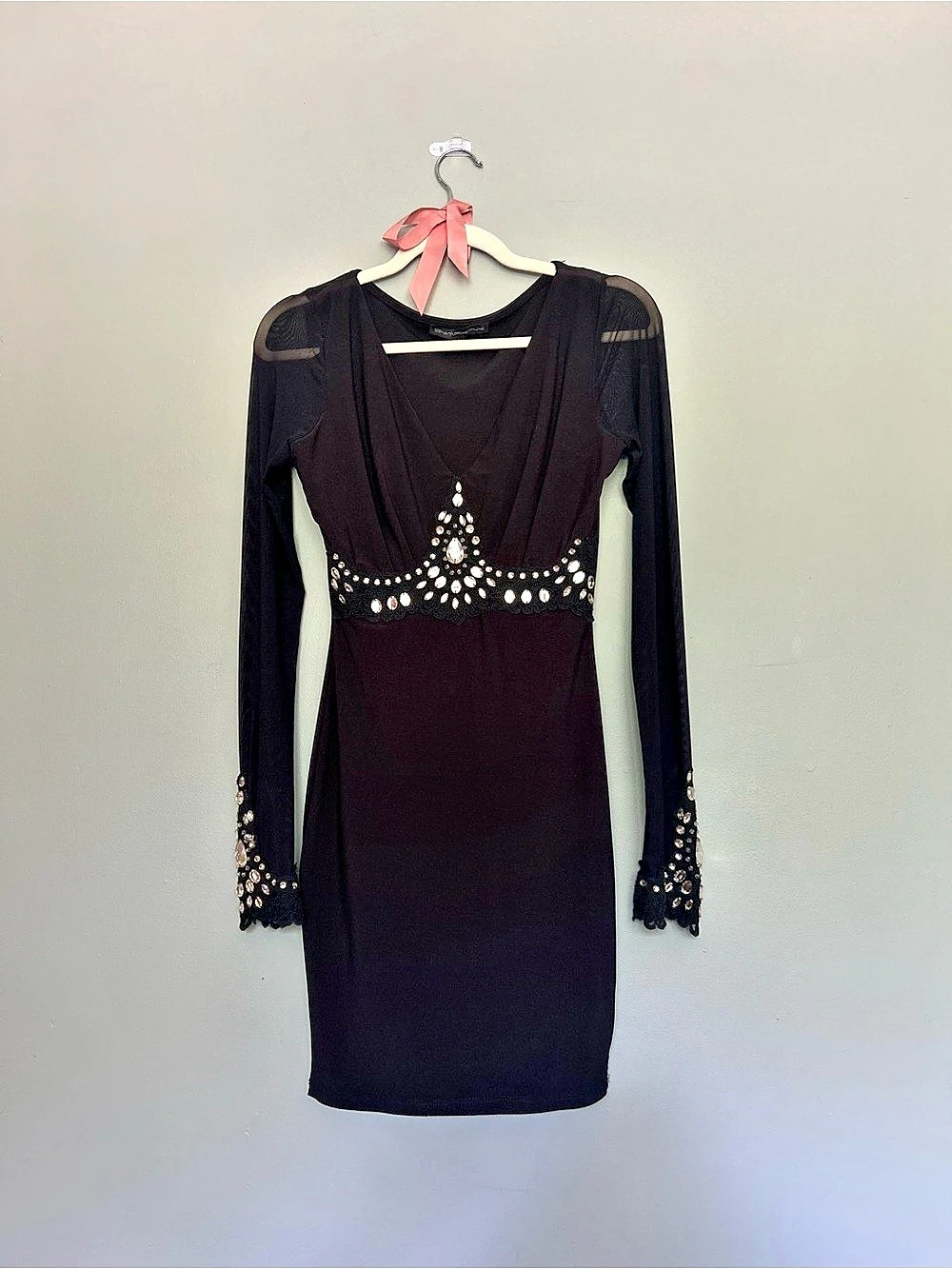 Embellished Mini Dress in Black Like New